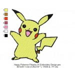 Happy Pokemon Pikachu 01 Embroidery Design